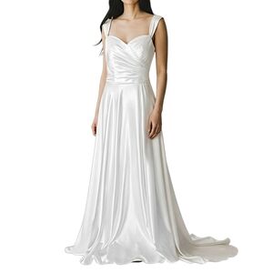 Women's White Satin Lace Up Sweetheart Wedding Dress Size 10 NWT